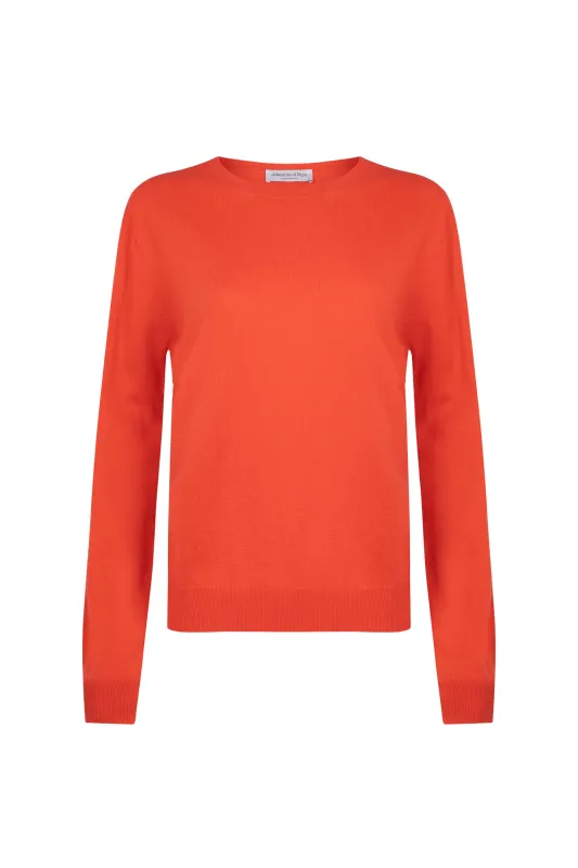 Orange Cashmere Round Neck Jumper sold by Johnstons of Elgin