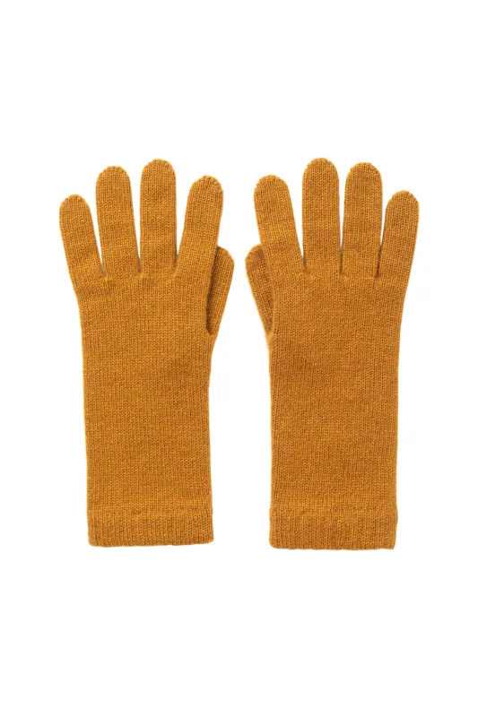 Women's Dark Yellow Cashmere Gloves sold by Johnstons of Elgin