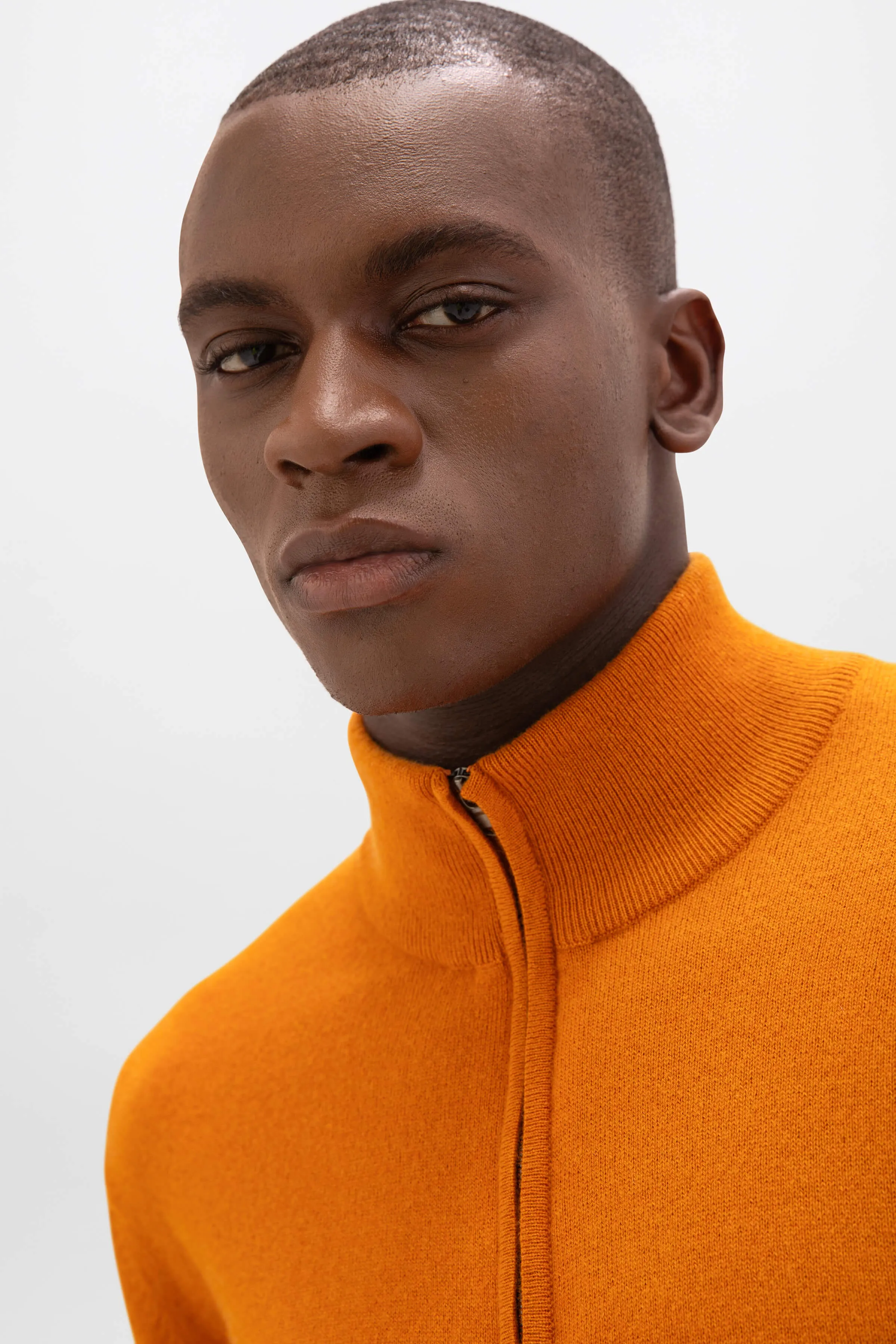 Orange Cashmere Zip Neck Jumper sold by Johnstons of Elgin product image thumbnail 2