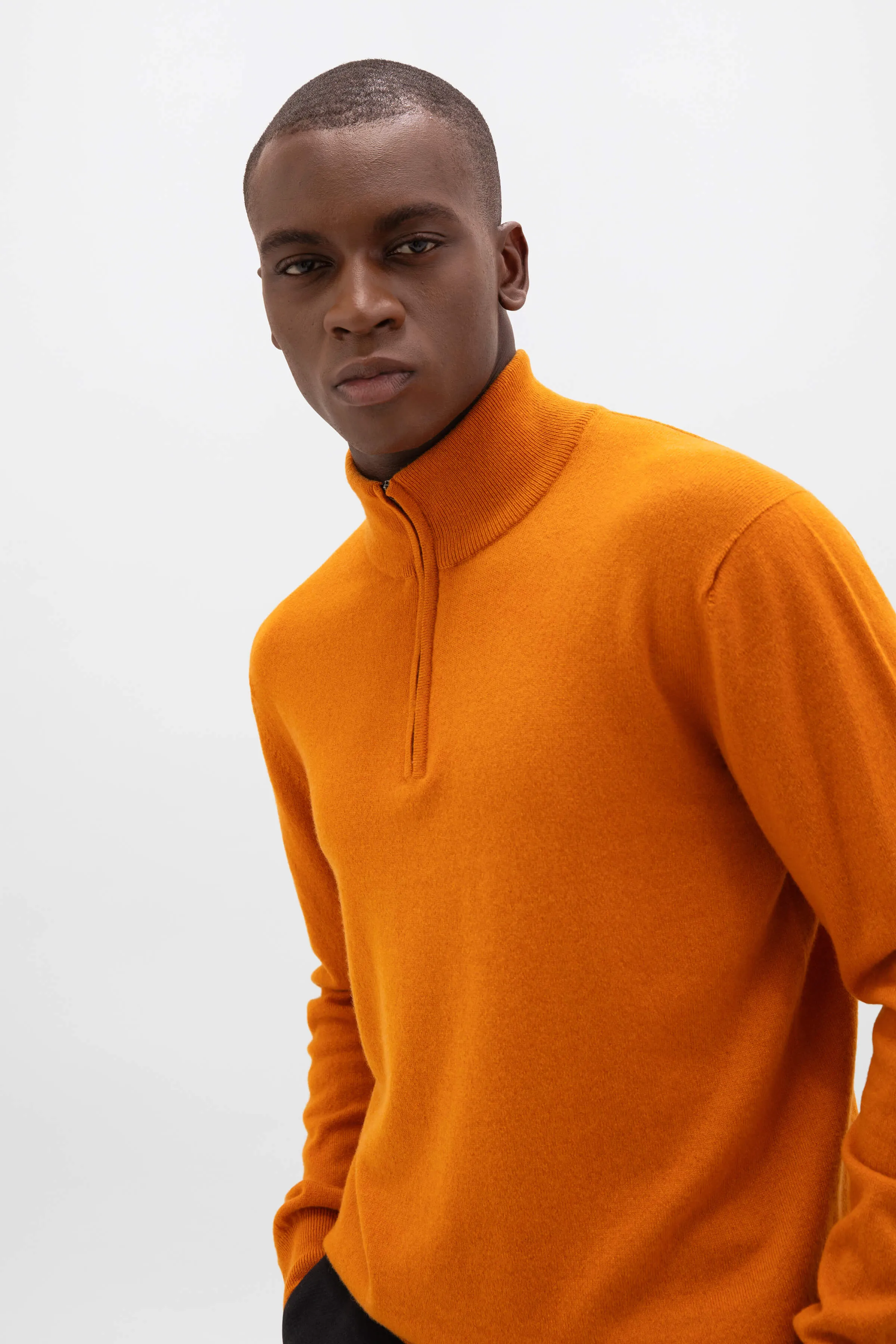 Orange Cashmere Zip Neck Jumper sold by Johnstons of Elgin product image thumbnail 3