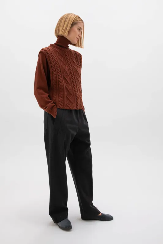 Oversized Aran Cable Cashmere Tank sold by Johnstons of Elgin