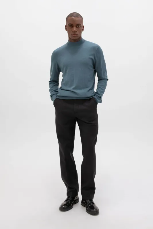 Mock Turtle Neck Green Merino Jumper sold by Johnstons of Elgin