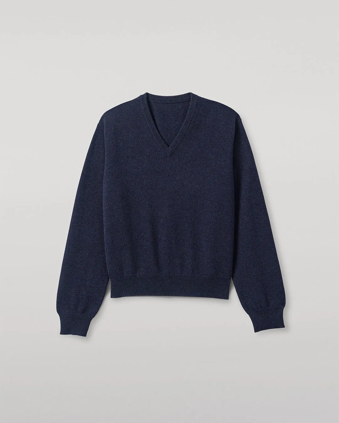 Lunan Navy Classic Cashmere V Neck Jumper sold by Johnstons of Elgin product image thumbnail 2