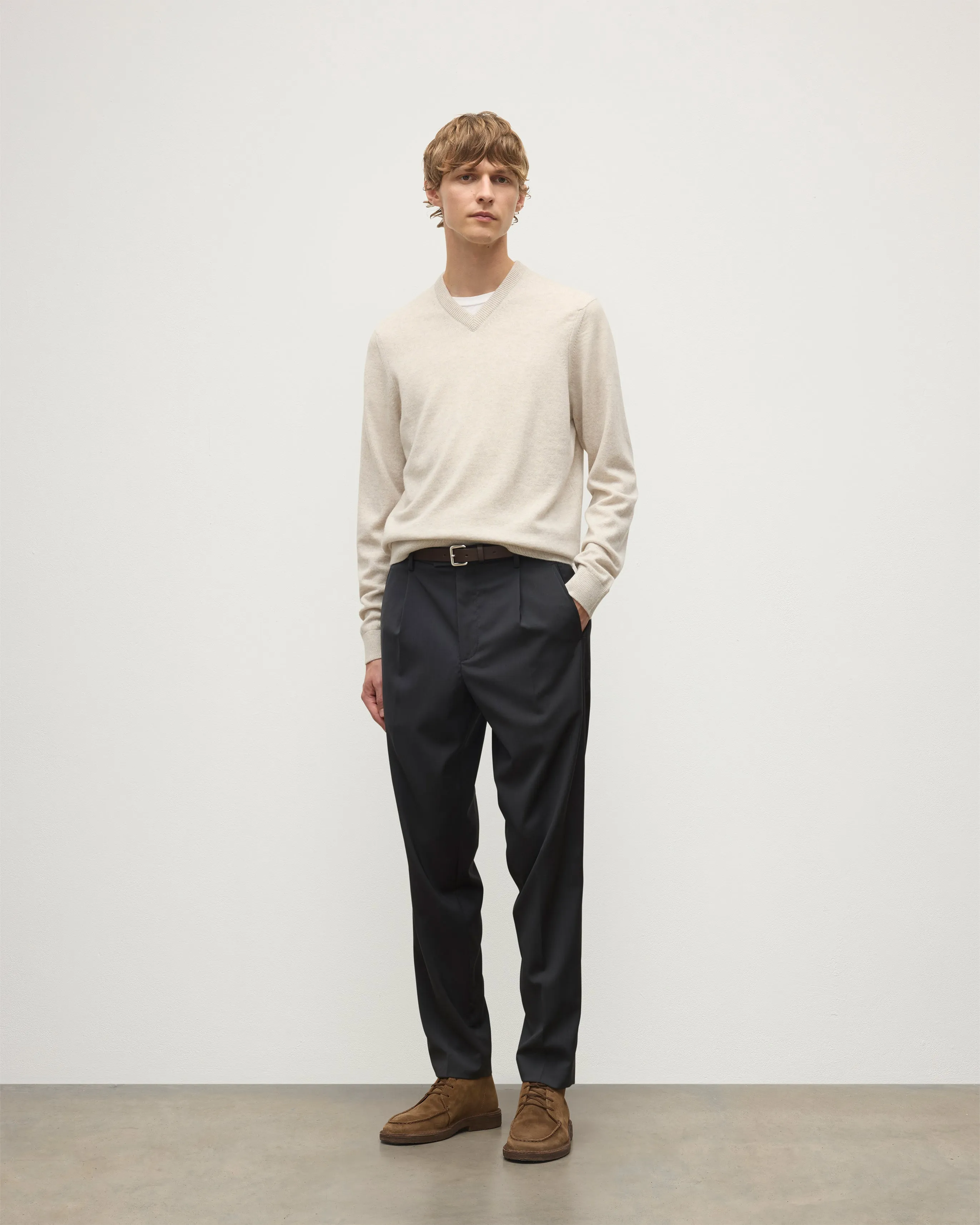 Rory Natural Classic Cashmere V-Neck Jumper sold by Johnstons of Elgin product image thumbnail 3