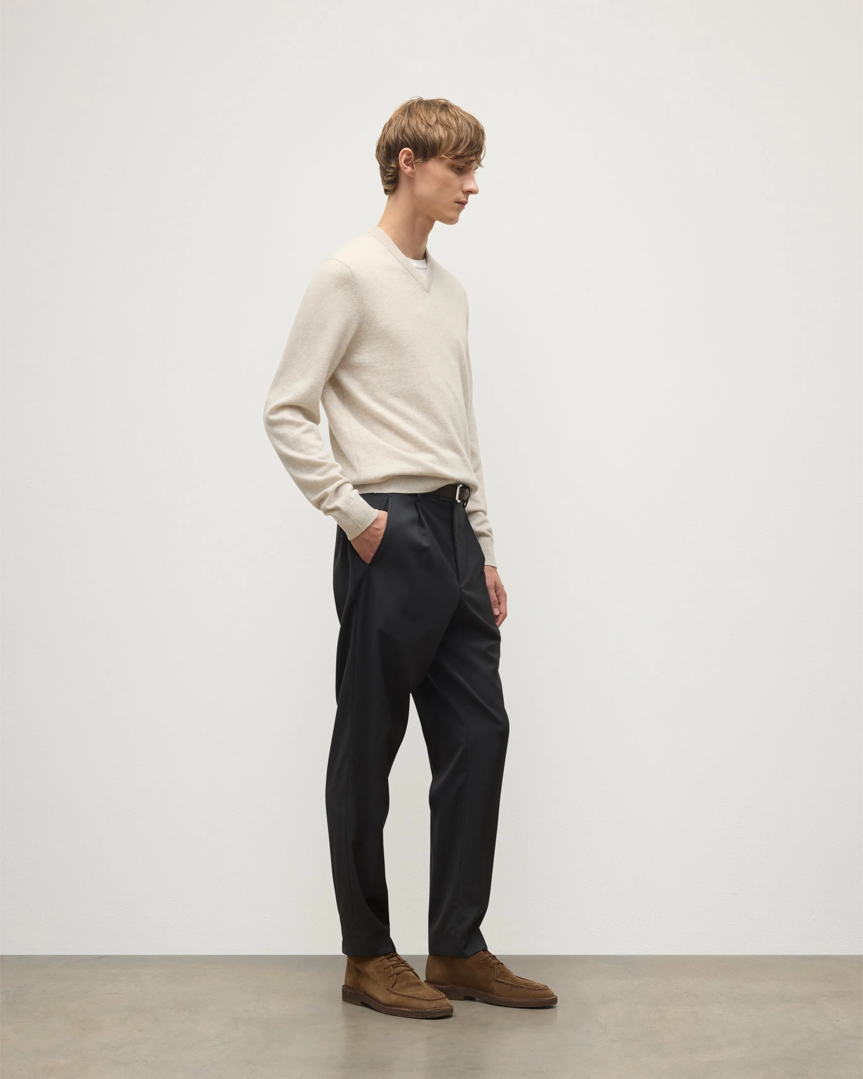 Rory Natural Classic Cashmere V-Neck Jumper sold by Johnstons of Elgin product image thumbnail 4