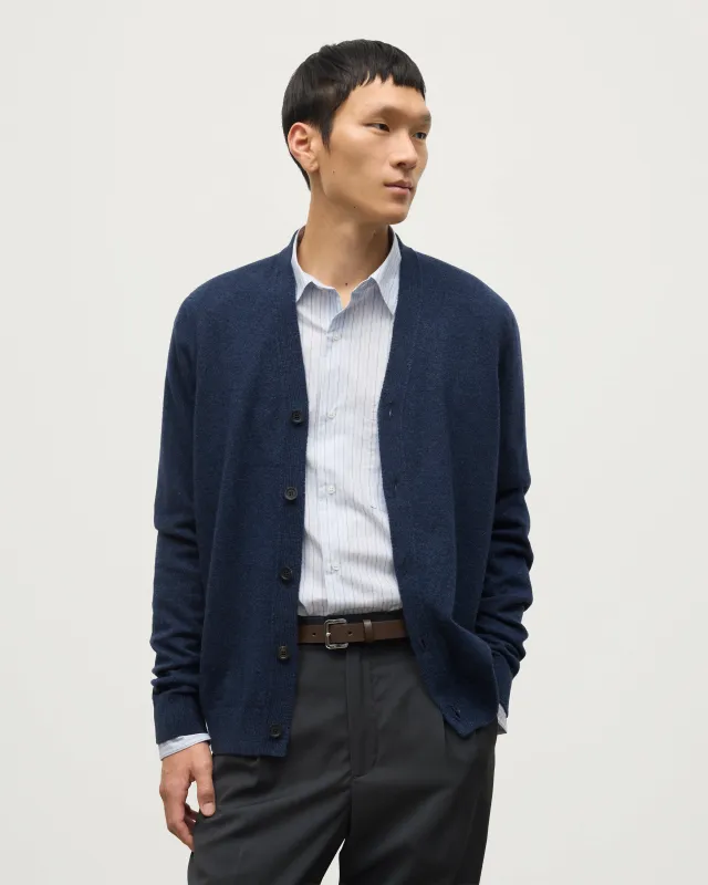 Rory Navy Classic Cashmere Cardigan sold by Johnstons of Elgin