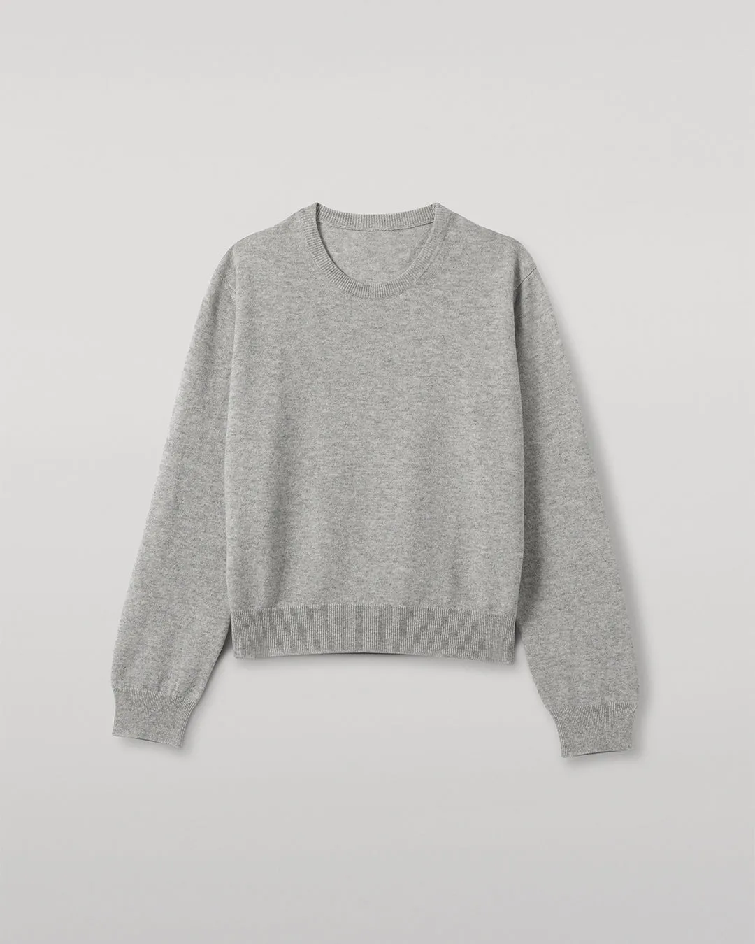Lunan Pale Grey Classic Cashmere Crew Jumper sold by Johnstons of Elgin product image thumbnail 2