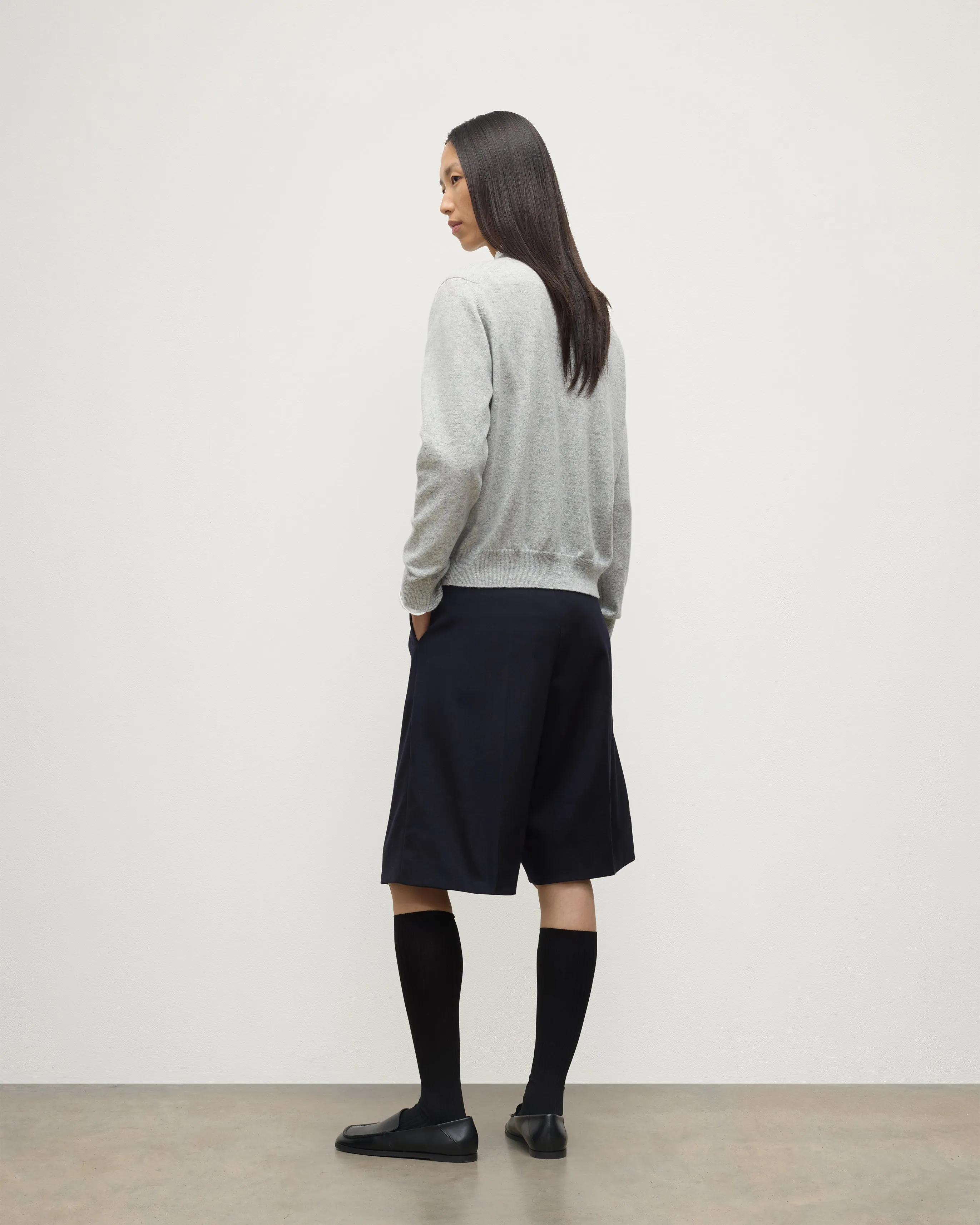 Lunan Pale Grey Classic Cashmere Crew Jumper sold by Johnstons of Elgin product image thumbnail 5