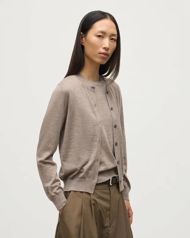 Honor Light Brown Superfine Cashmere Cardigan sold by Johnstons of Elgin