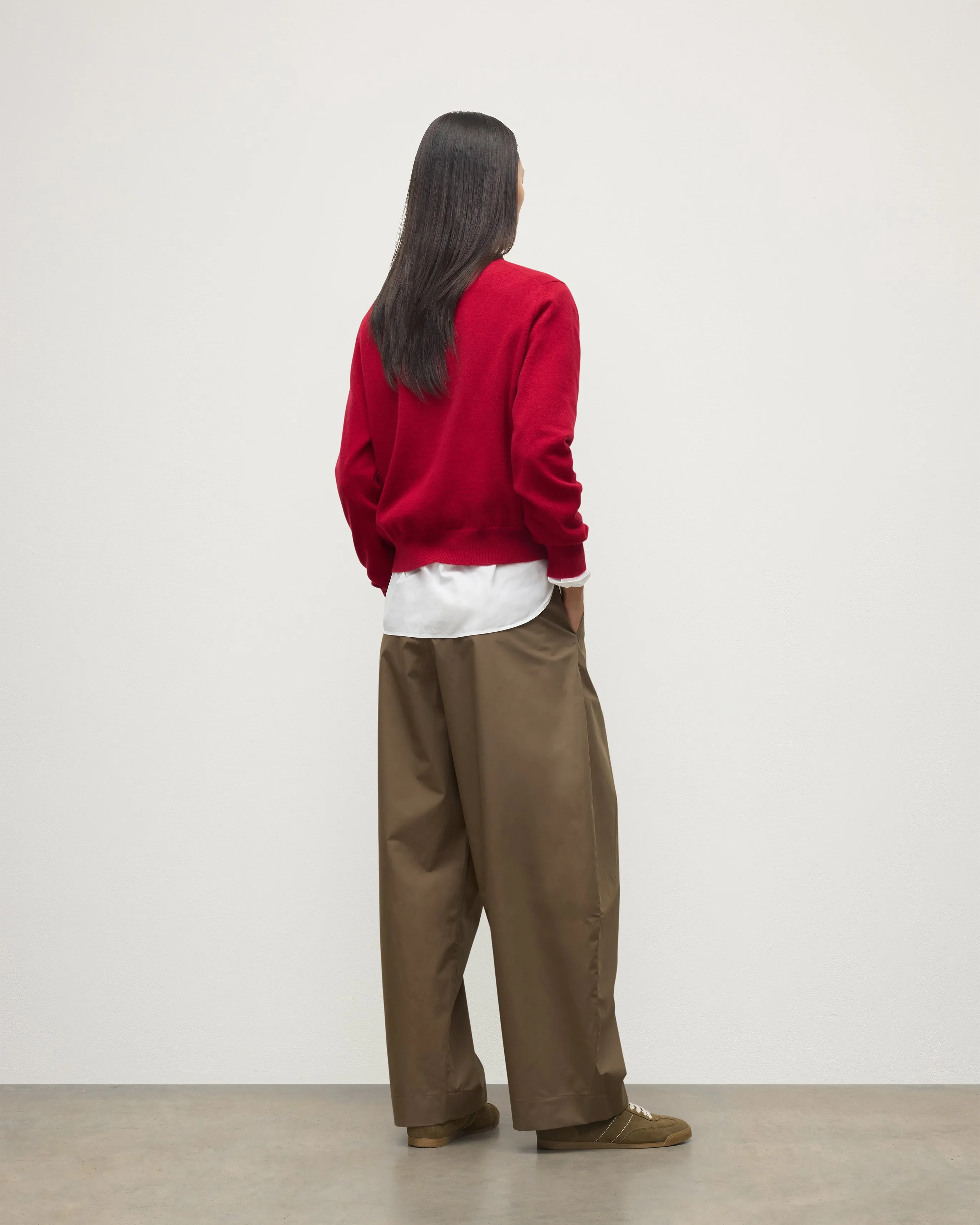 Lunan Red Classic Cashmere V Neck Jumper sold by Johnstons of Elgin product image thumbnail 5