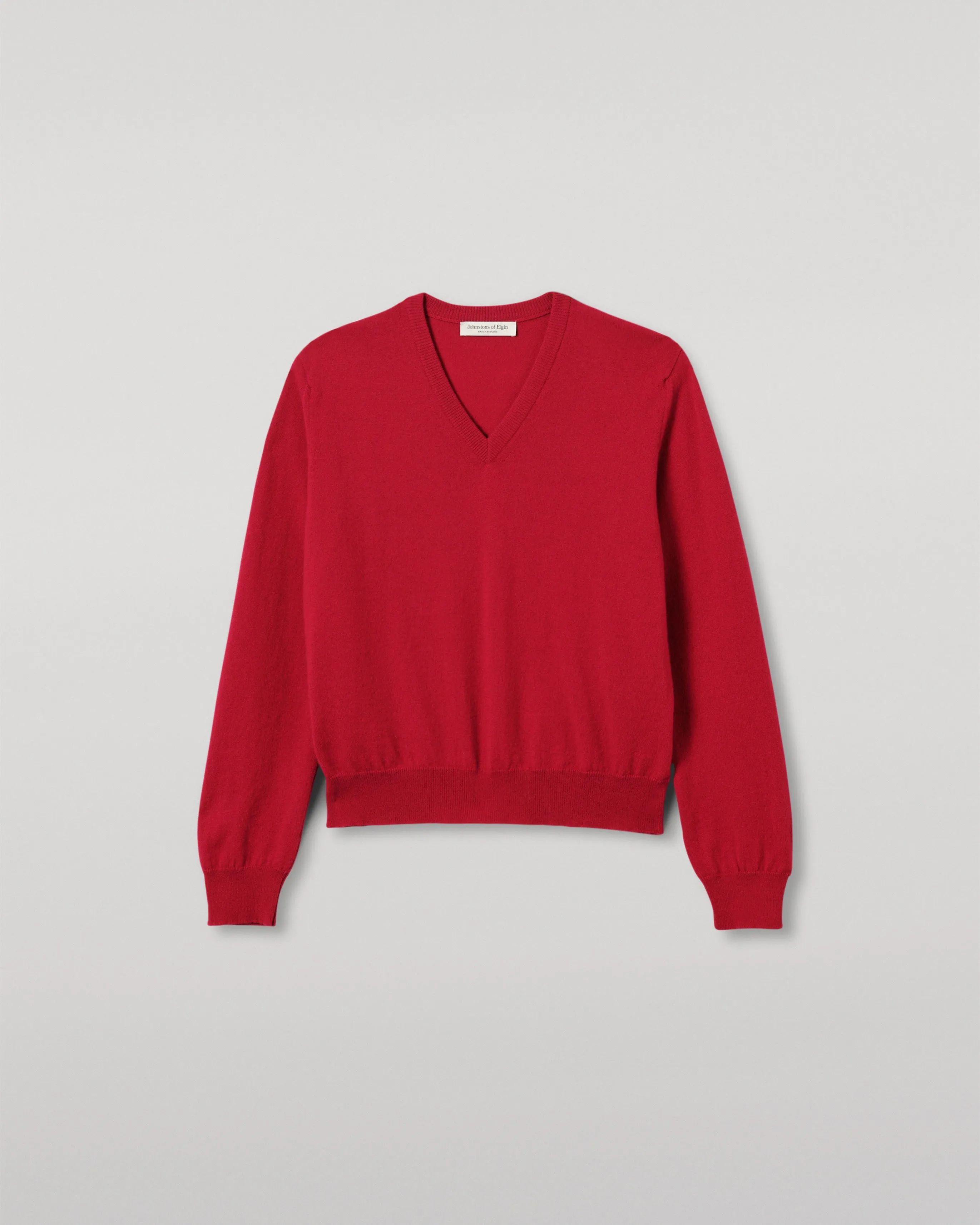 Lunan Red Classic Cashmere V Neck Jumper sold by Johnstons of Elgin product image thumbnail 2