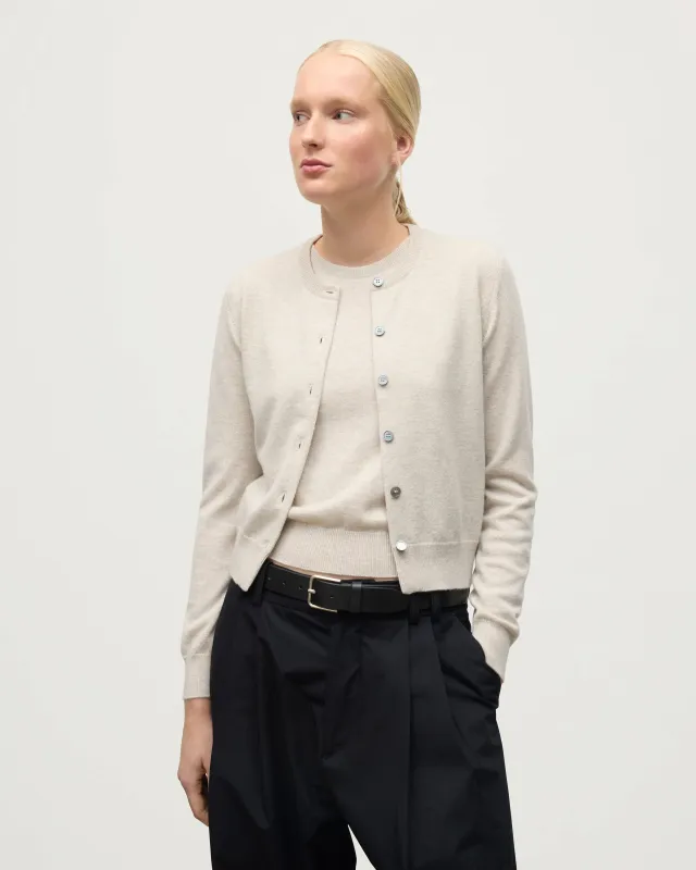 Iris Natural Classic Cashmere Cardigan sold by Johnstons of Elgin