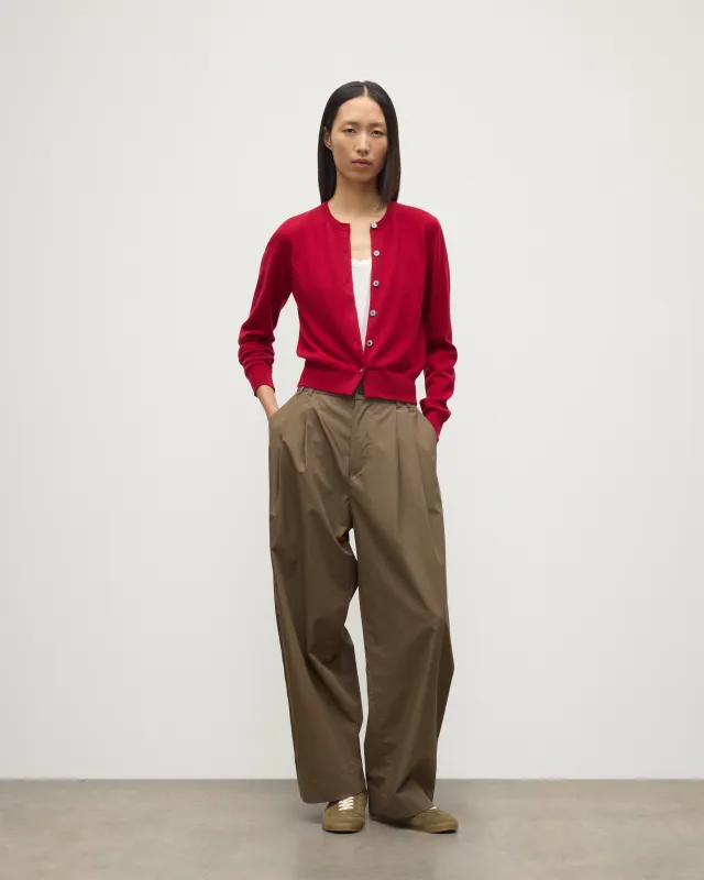 Iris Red Classic Cashmere Cardigan sold by Johnstons of Elgin