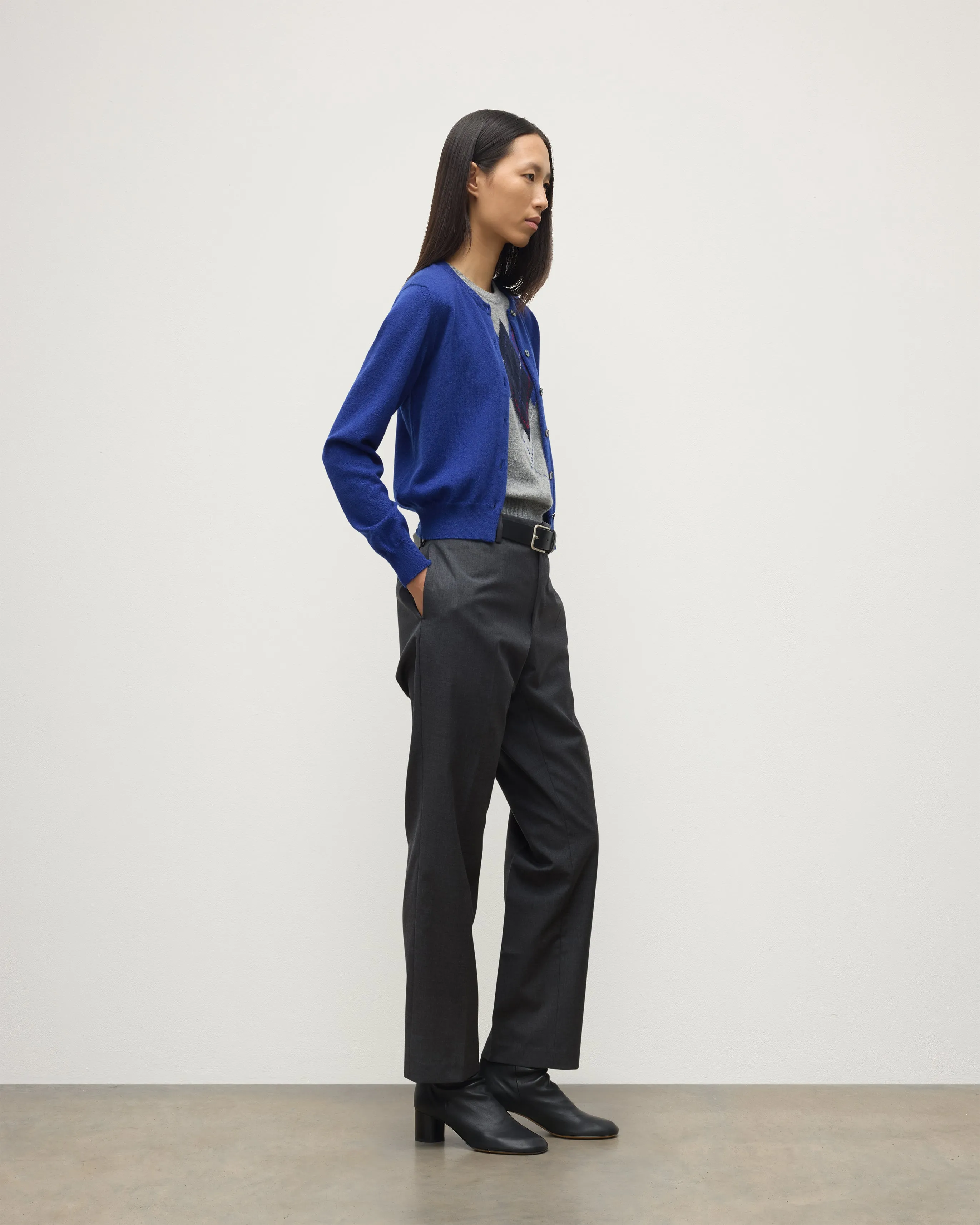 Iris Blue Classic Cashmere Cardigan sold by Johnstons of Elgin product image thumbnail 4