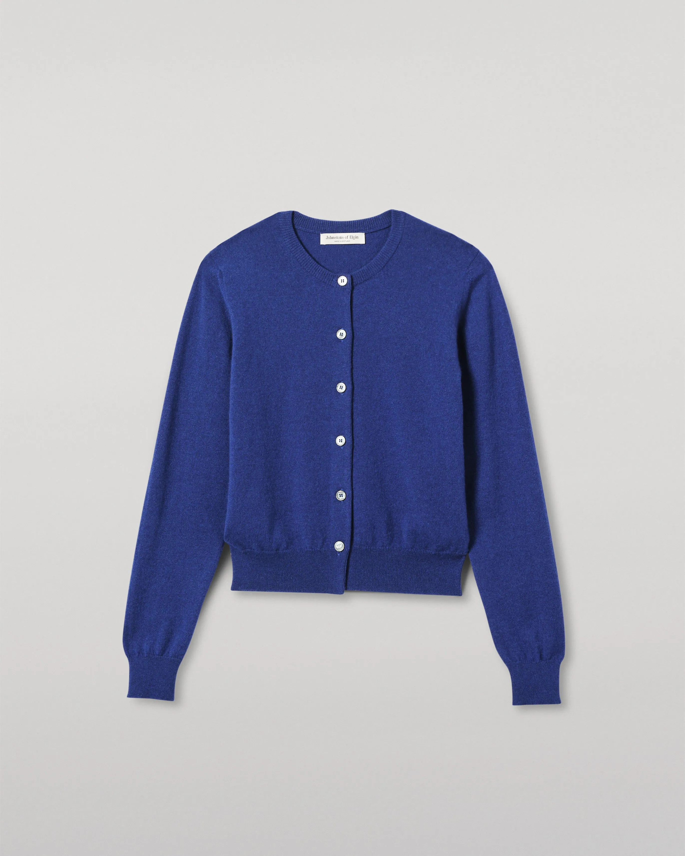 Iris Blue Classic Cashmere Cardigan sold by Johnstons of Elgin product image thumbnail 2