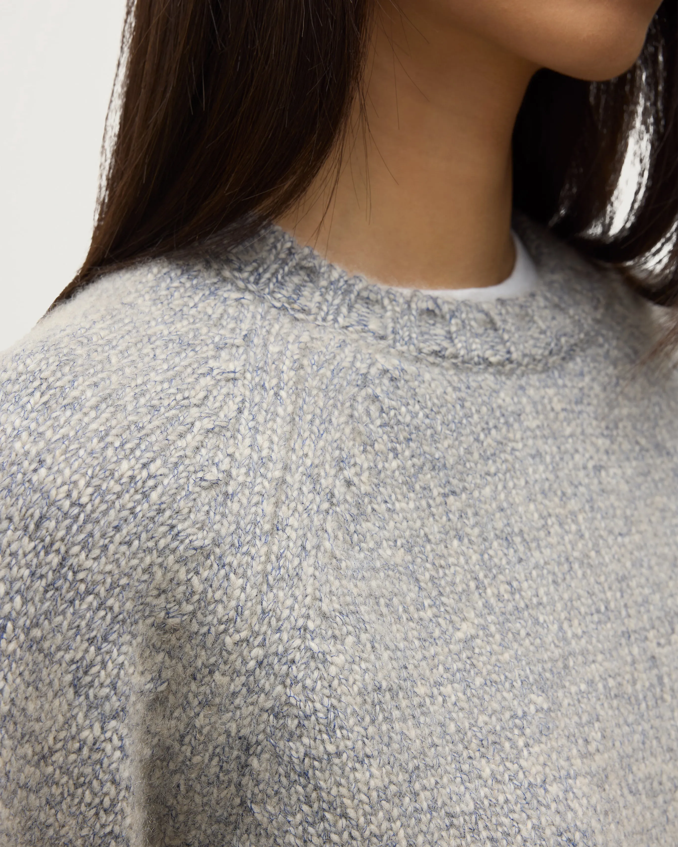 Bay Blue Marl Cashmere & Cotton Jumper sold by Johnstons of Elgin product image thumbnail 5