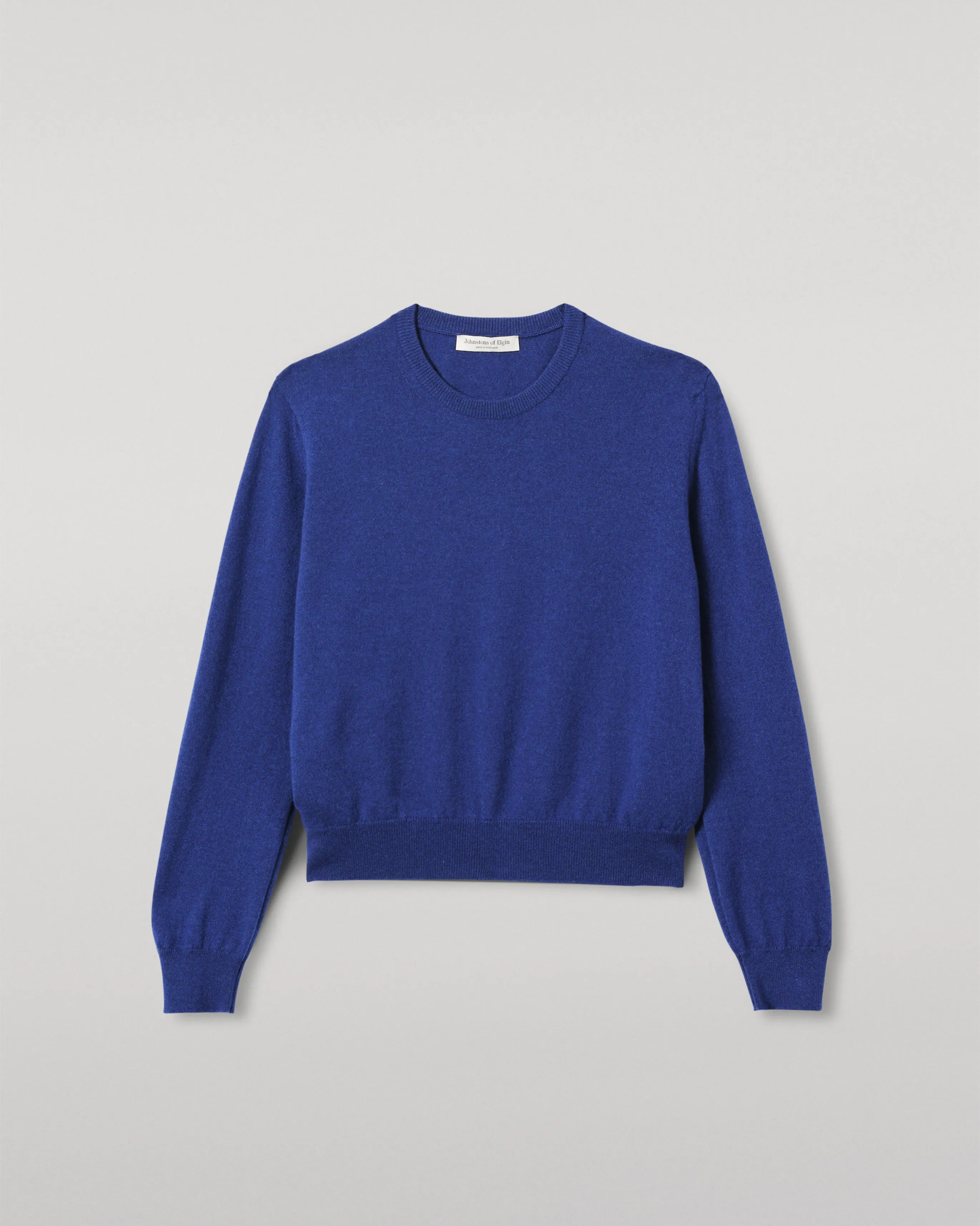 Lunan Blue Classic Cashmere Crew Jumper sold by Johnstons of Elgin product image thumbnail 2