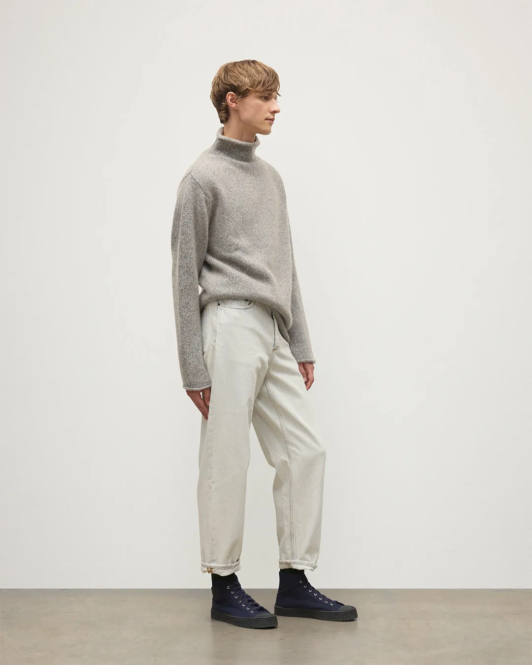 Kester Blue Marl Cashmere Funnel Neck Jumper sold by Johnstons of Elgin product image thumbnail 4