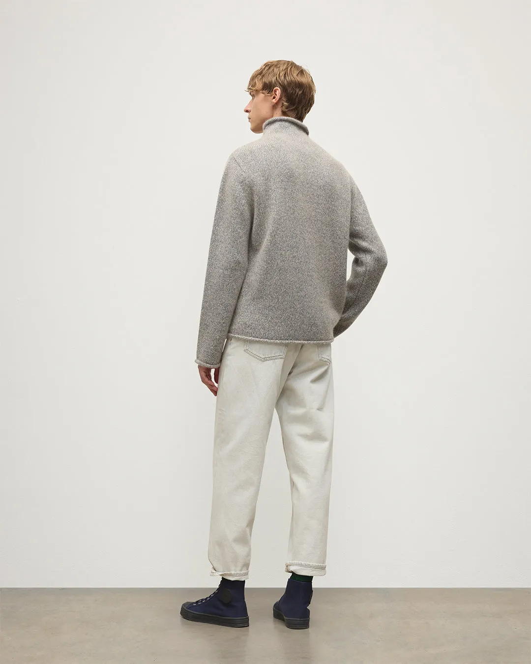 Kester Blue Marl Cashmere Funnel Neck Jumper sold by Johnstons of Elgin product image thumbnail 5