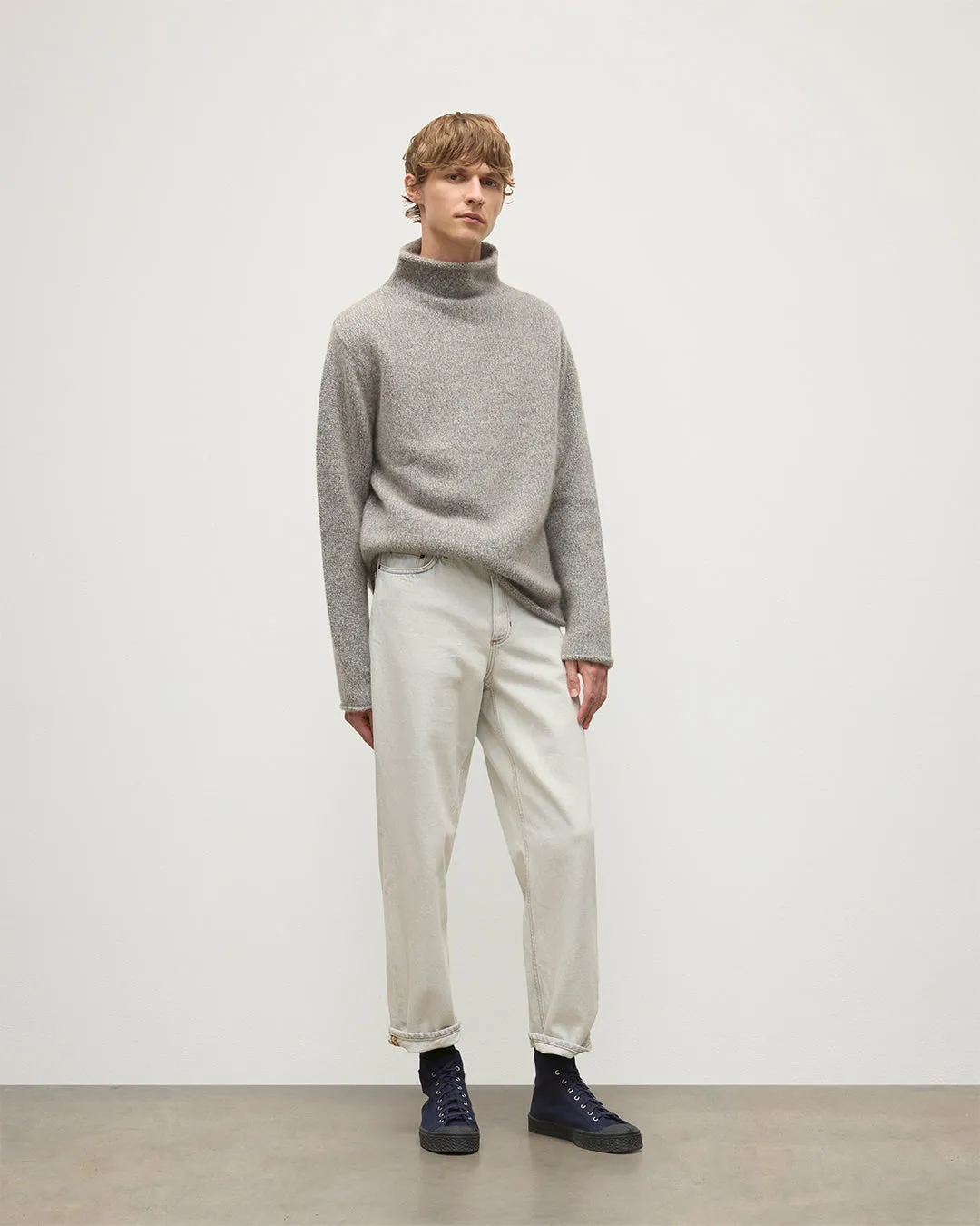 Kester Blue Marl Cashmere Funnel Neck Jumper sold by Johnstons of Elgin product image thumbnail 3