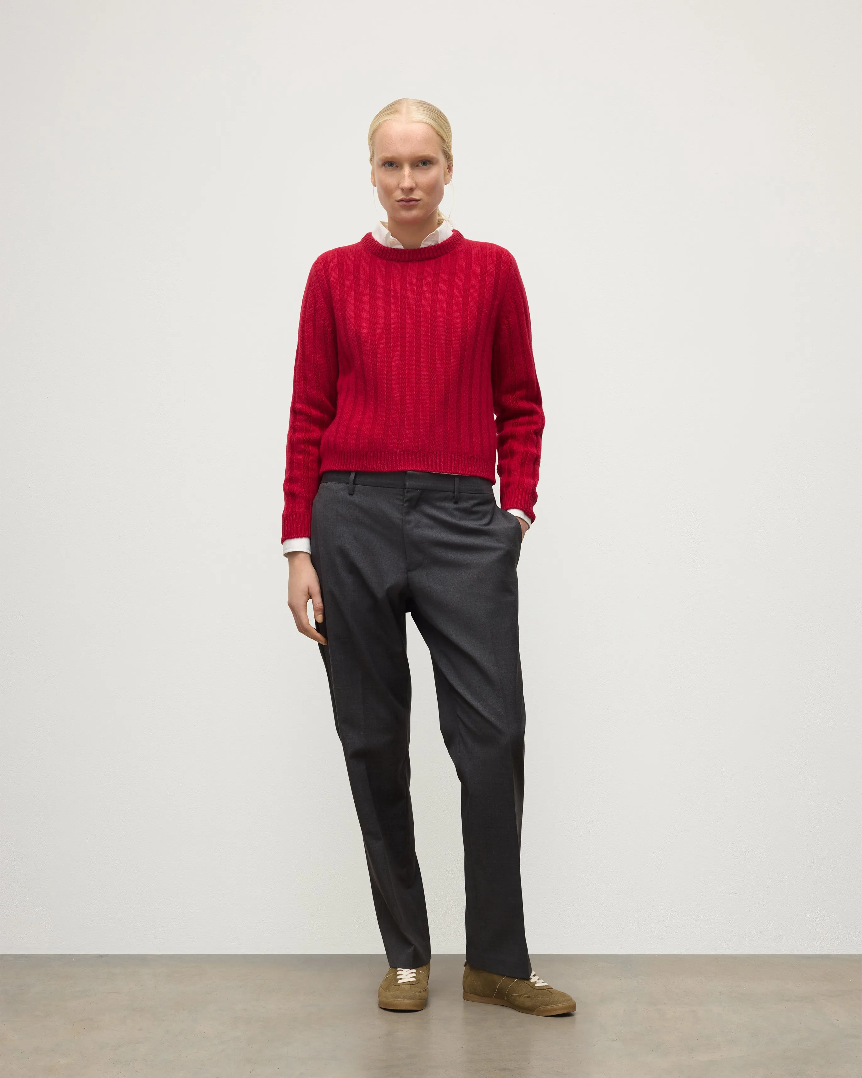Lecht Red Cashmere Crew Jumper sold by Johnstons of Elgin product image thumbnail 3