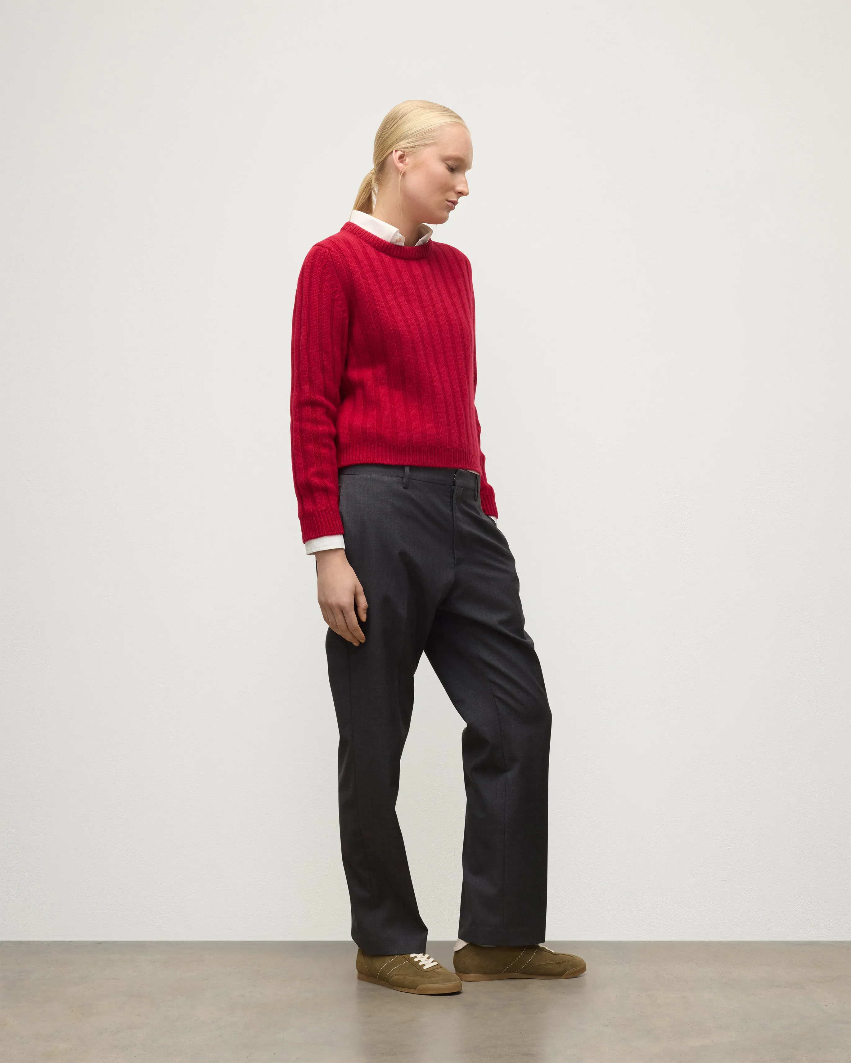 Lecht Red Cashmere Crew Jumper sold by Johnstons of Elgin product image thumbnail 4