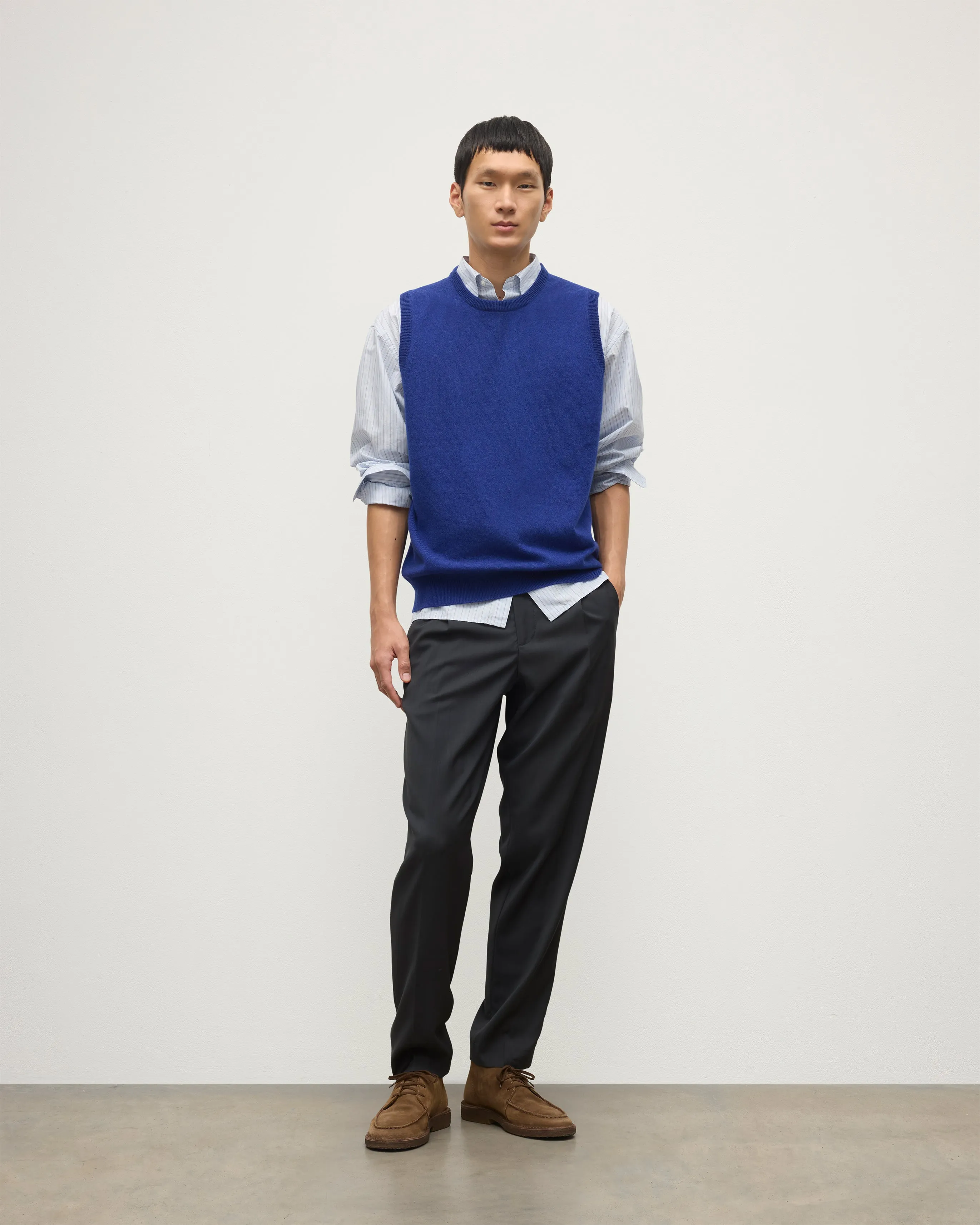 Lennox Blue Cashmere Sleeveless Tank sold by Johnstons of Elgin product image thumbnail 3