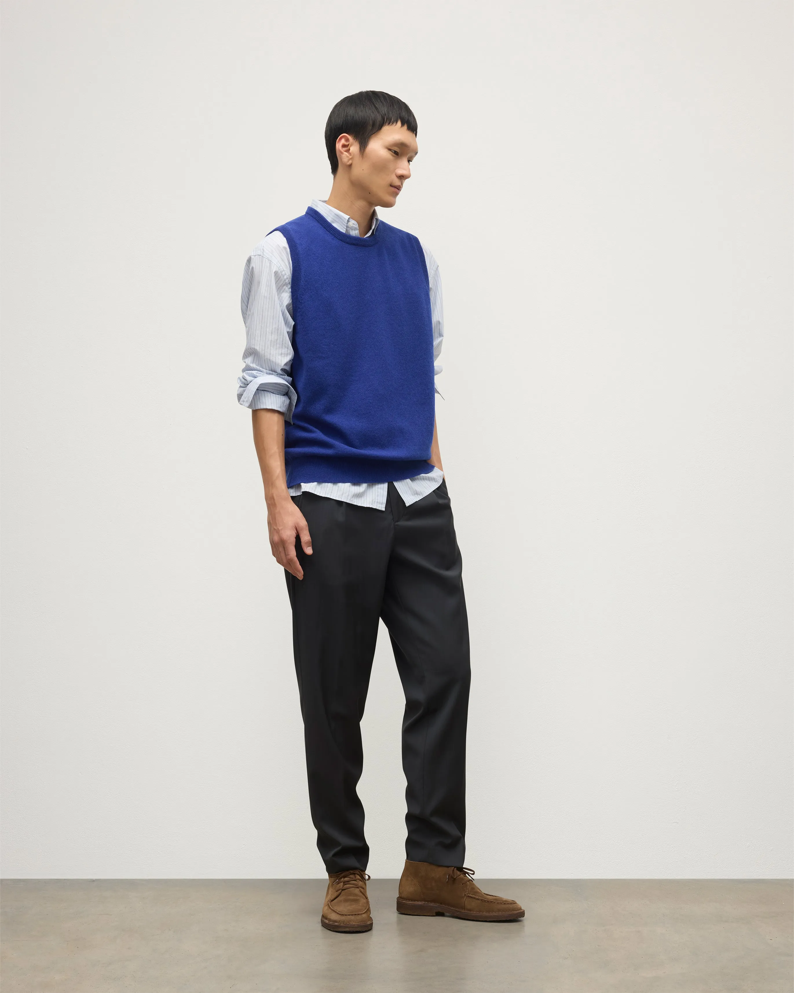 Lennox Blue Cashmere Sleeveless Tank sold by Johnstons of Elgin product image thumbnail 4