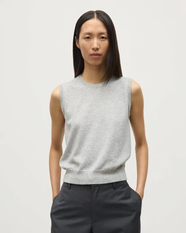 Iris Pale Grey Classic Cashmere Tank sold by Johnstons of Elgin