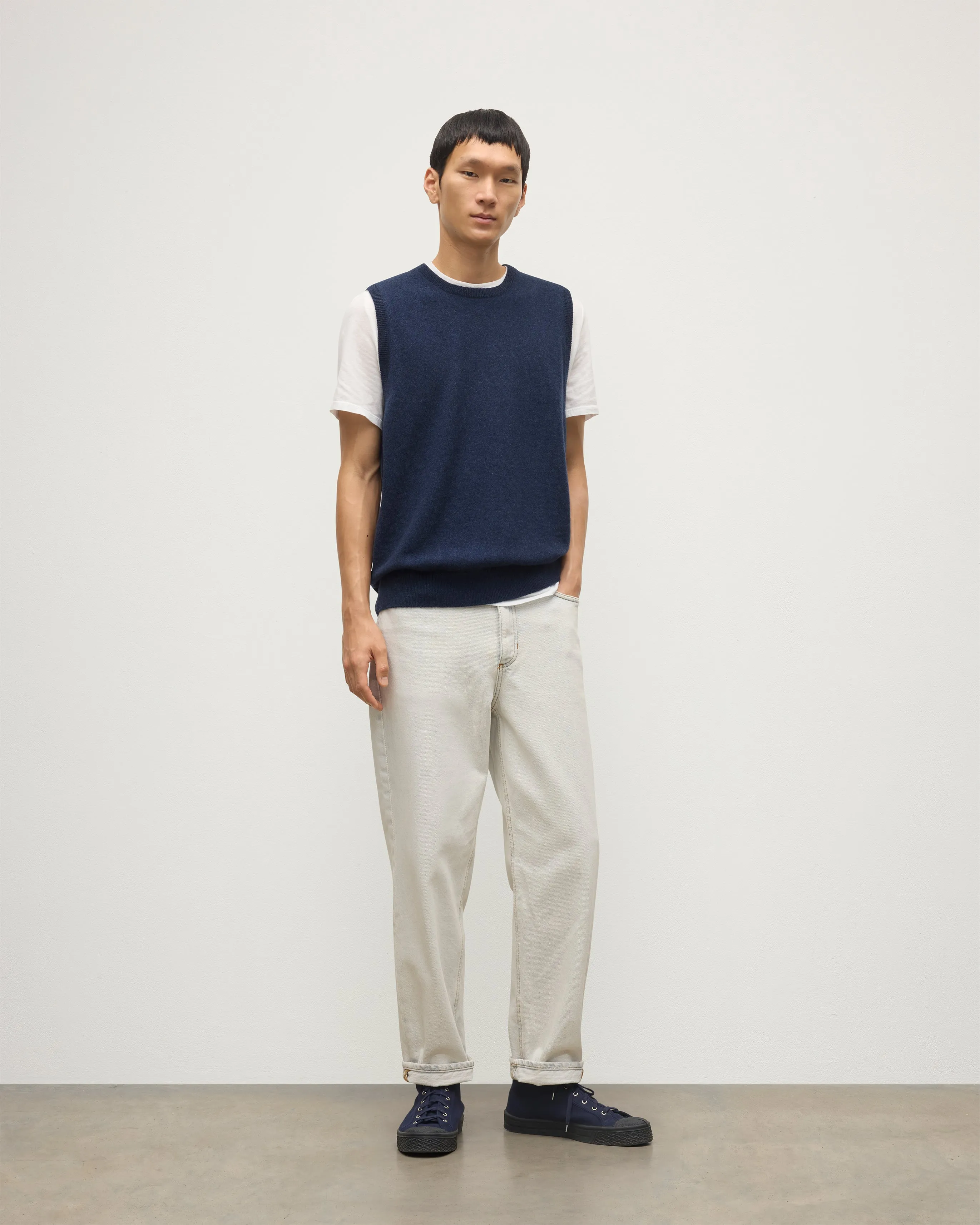 Lennox Navy Cashmere Sleeveless Tank sold by Johnstons of Elgin product image thumbnail 3