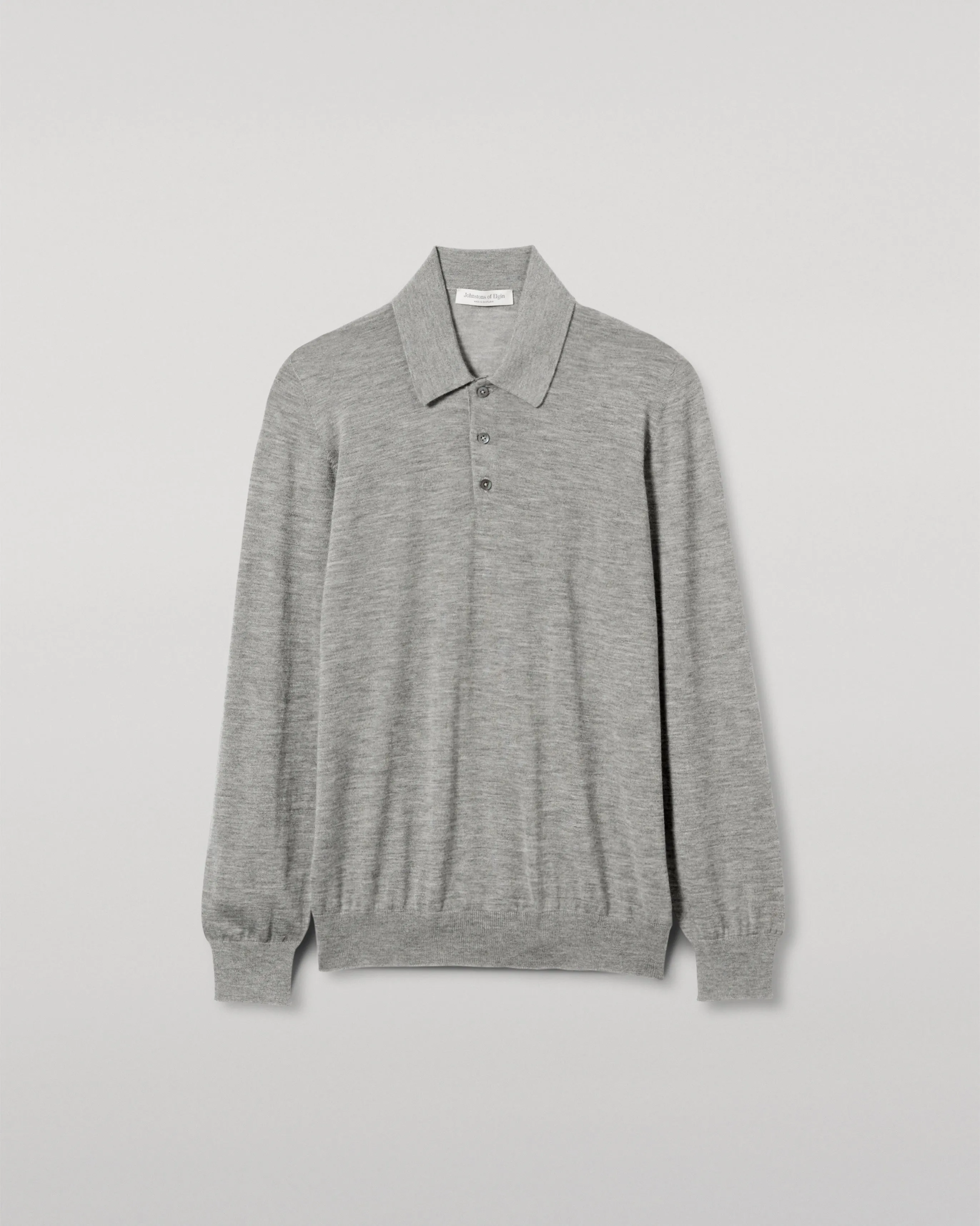 Fin Grey Superfine Cashmere Polo Shirt sold by Johnstons of Elgin product image thumbnail 2