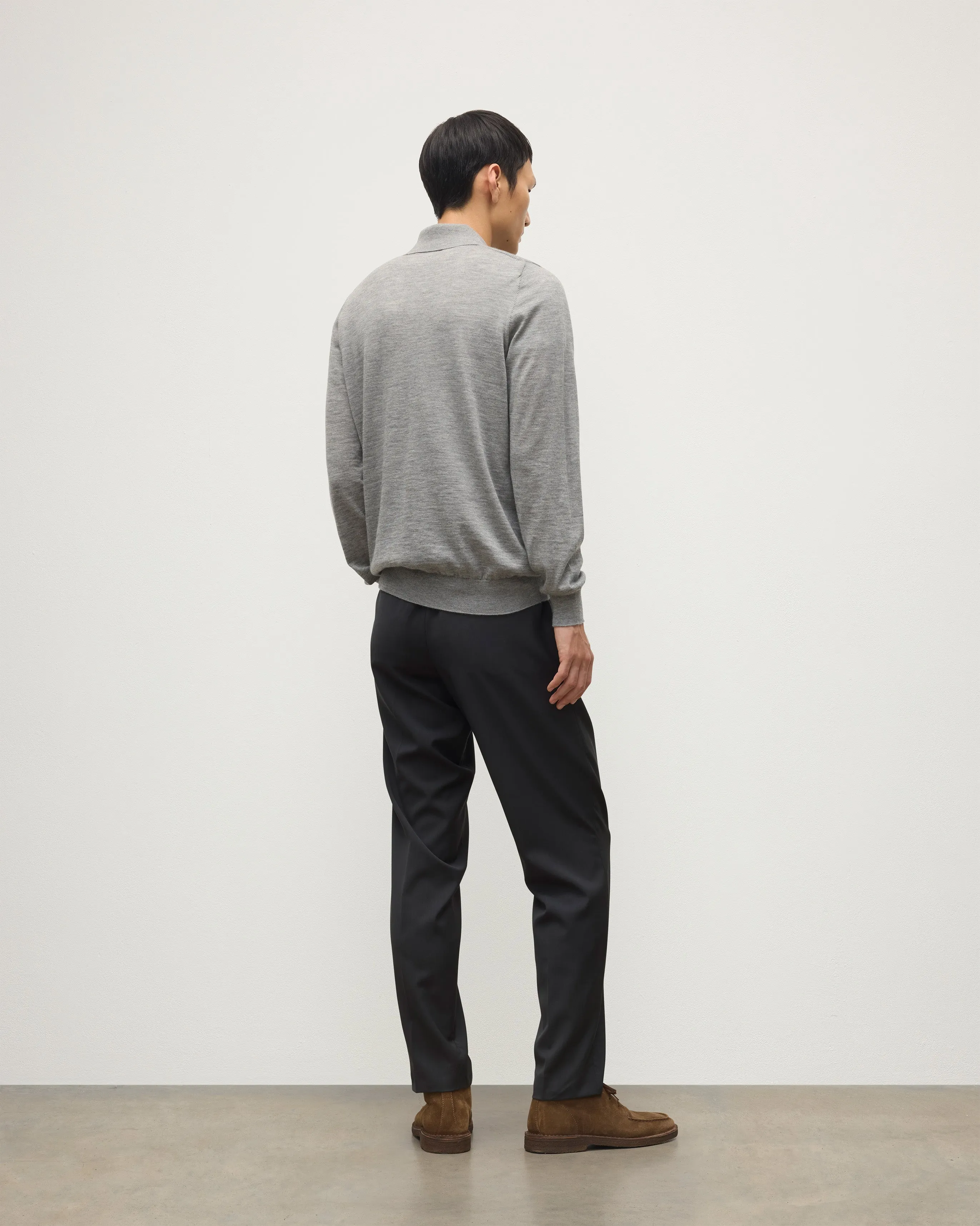 Fin Grey Superfine Cashmere Polo Shirt sold by Johnstons of Elgin product image thumbnail 5