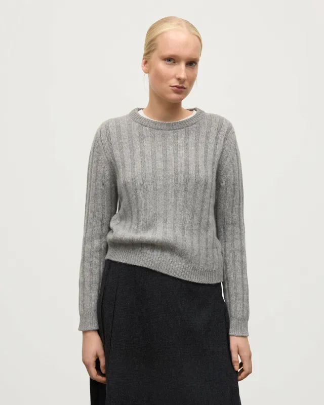 Lecht Grey Cashmere Crew Jumper sold by Johnstons of Elgin