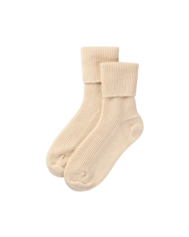Women's Cream Cashmere Lounge Socks sold by Johnstons of Elgin