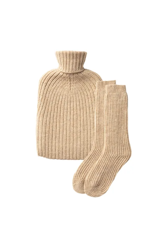 Cashmere Natural Hot Water Bottle Gift Set sold by Johnstons of Elgin