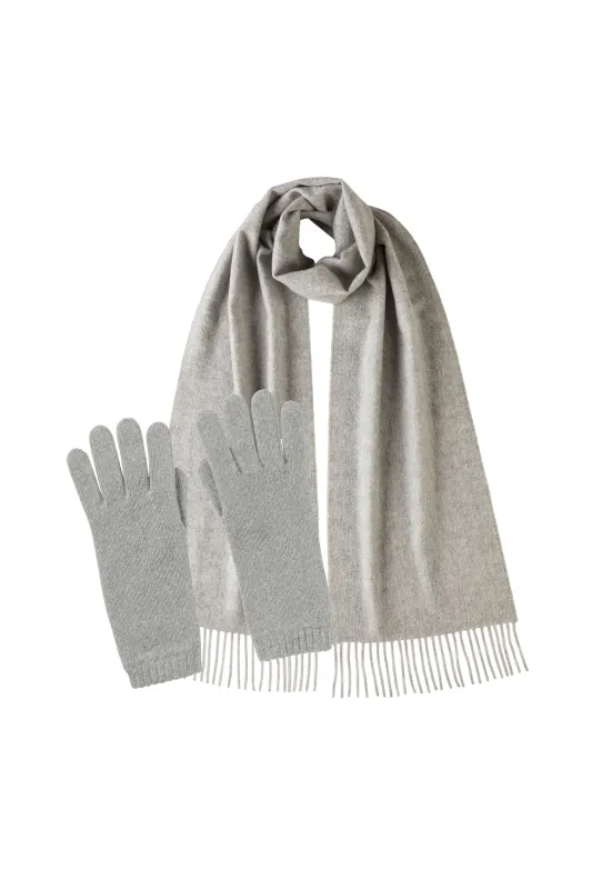 Women's Light Grey Cashmere Accessories Gift Set sold by Johnstons of Elgin