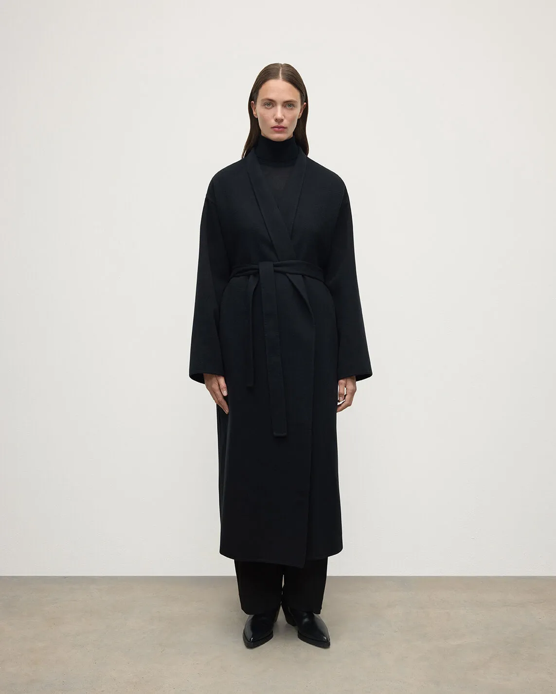 Black Cashmere Wrap Coat sold by Johnstons of Elgin