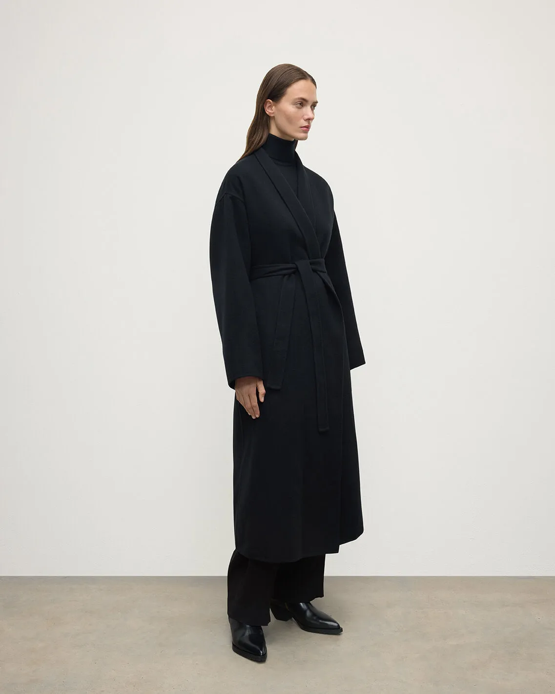 Black Cashmere Wrap Coat sold by Johnstons of Elgin product image thumbnail 3