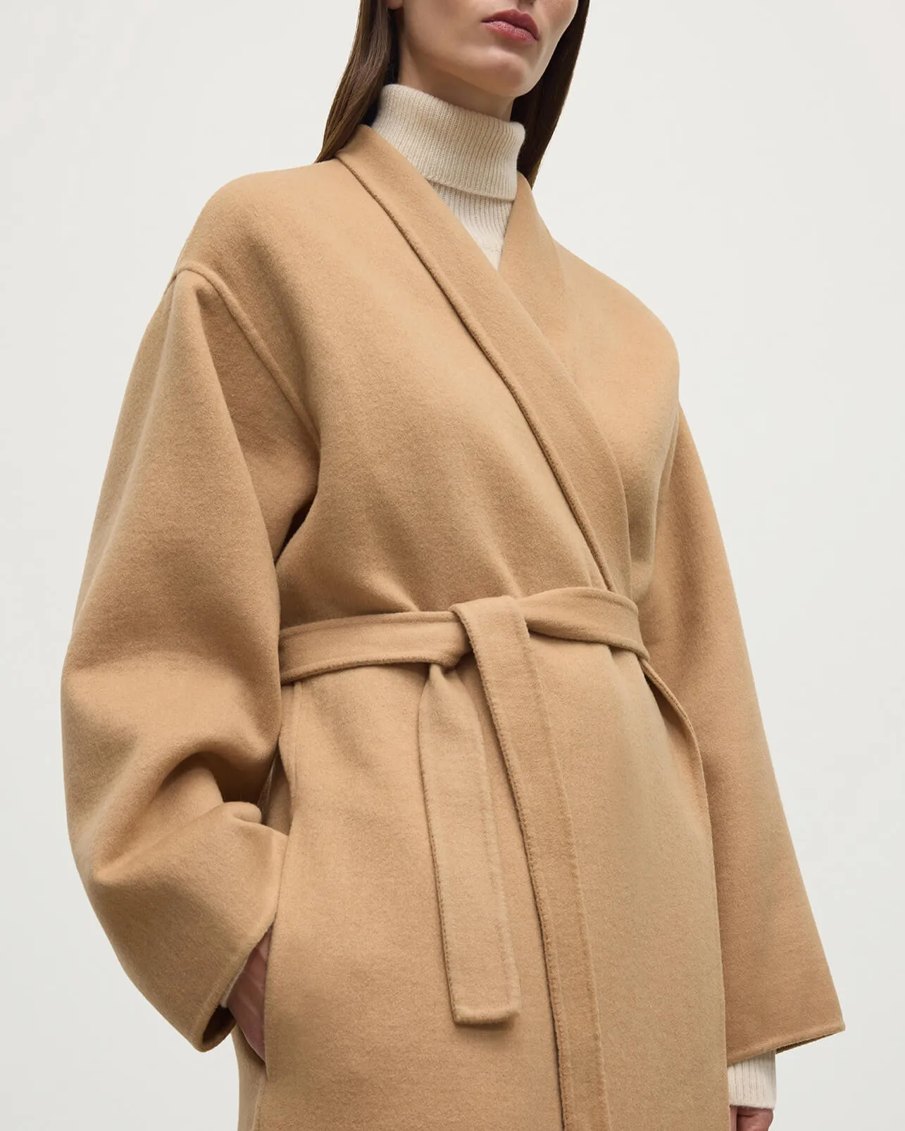 Camel Cashmere Wrap Coat sold by Johnstons of Elgin product image thumbnail 5