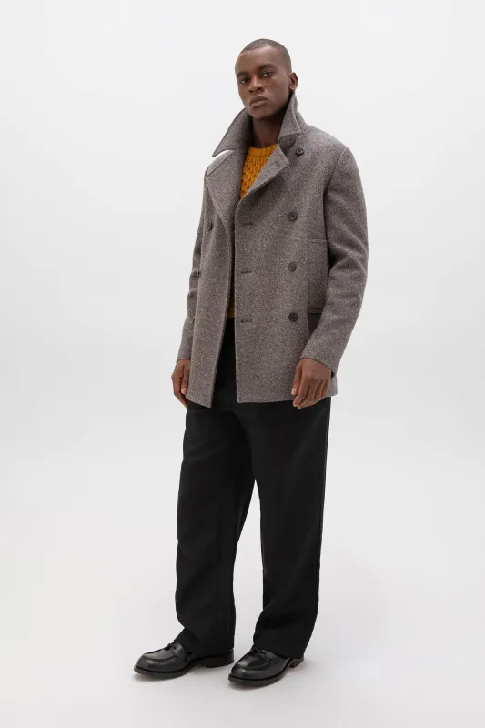 Charcoal Herringbone Pea Coat sold by Johnstons of Elgin