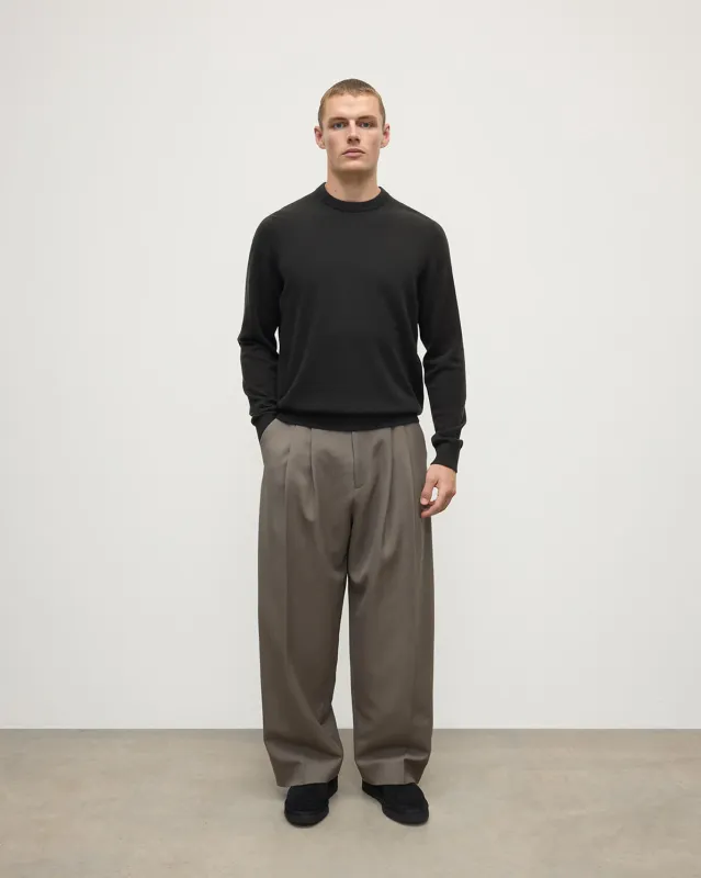 Classic Cashmere Dark Grey Round Neck Jumper sold by Johnstons of Elgin