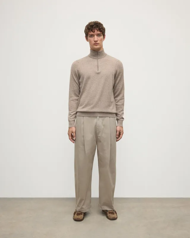 Classic Cashmere Light Brown Zip Neck Jumper sold by Johnstons of Elgin