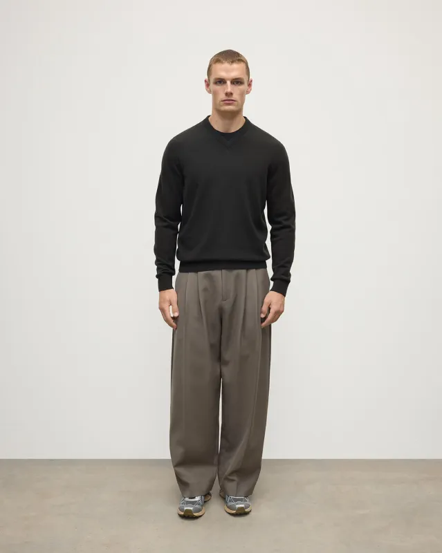 Classic Cashmere Dark Grey V Neck Jumper sold by Johnstons of Elgin