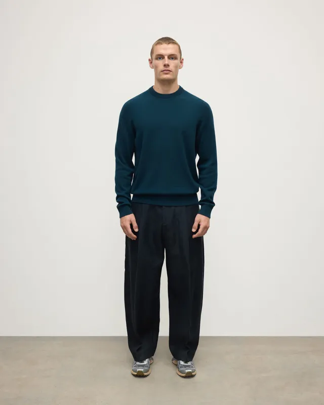 Rory Bottle Green Classic Cashmere Crew Jumper sold by Johnstons of Elgin