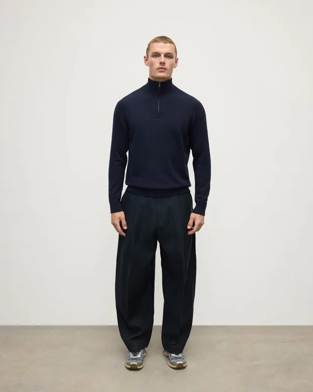 Classic Cashmere Dark Navy Zip Neck Jumper sold by Johnstons of Elgin