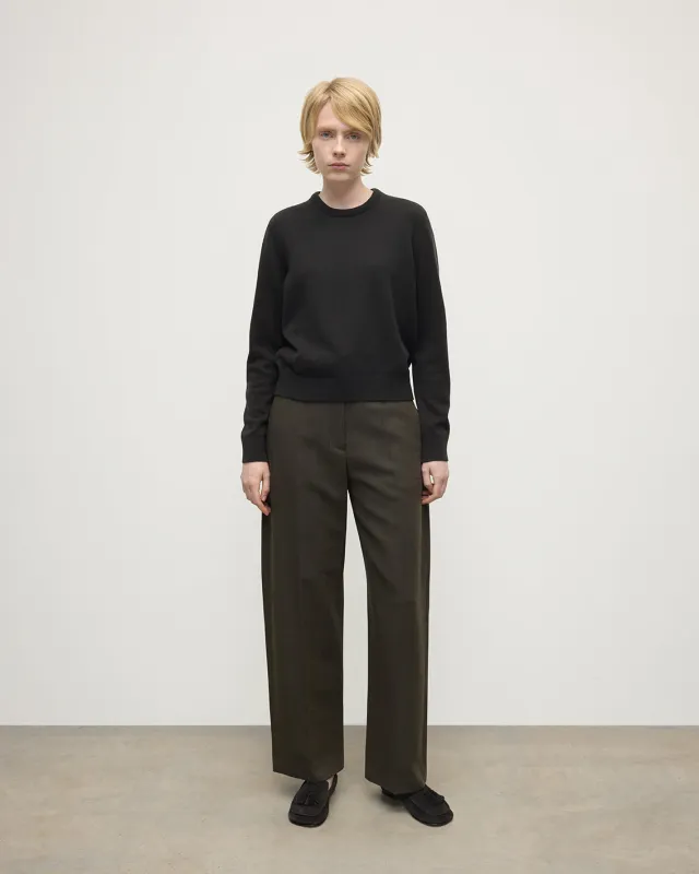 Classic Cashmere Dark Grey Round Neck Jumper sold by Johnstons of Elgin