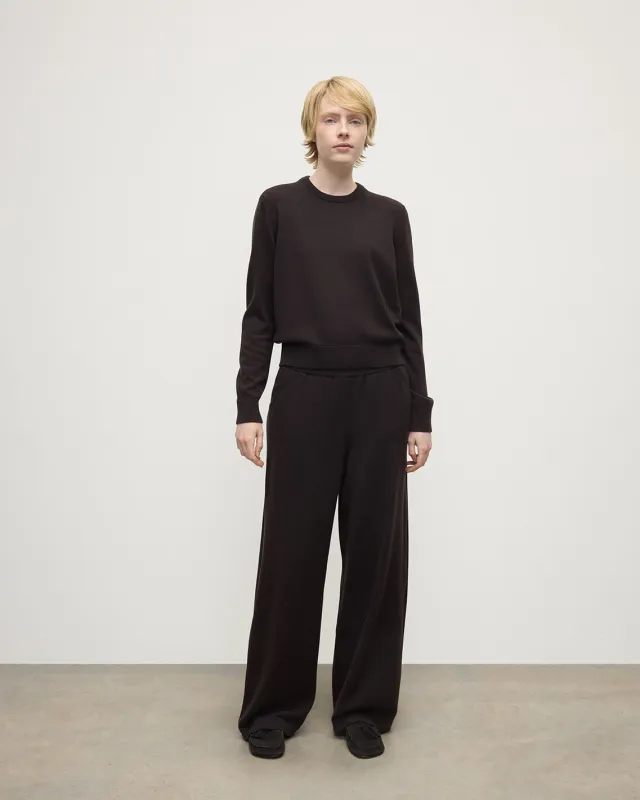 Wide Leg Dark Brown Cashmere Trousers sold by Johnstons of Elgin