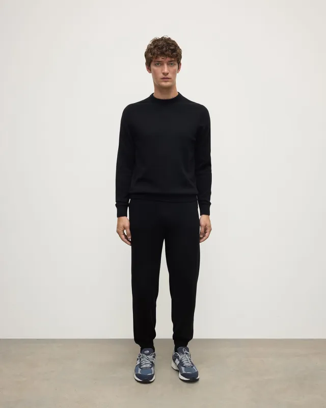 Rory Black Classic Cashmere Crew Jumper sold by Johnstons of Elgin