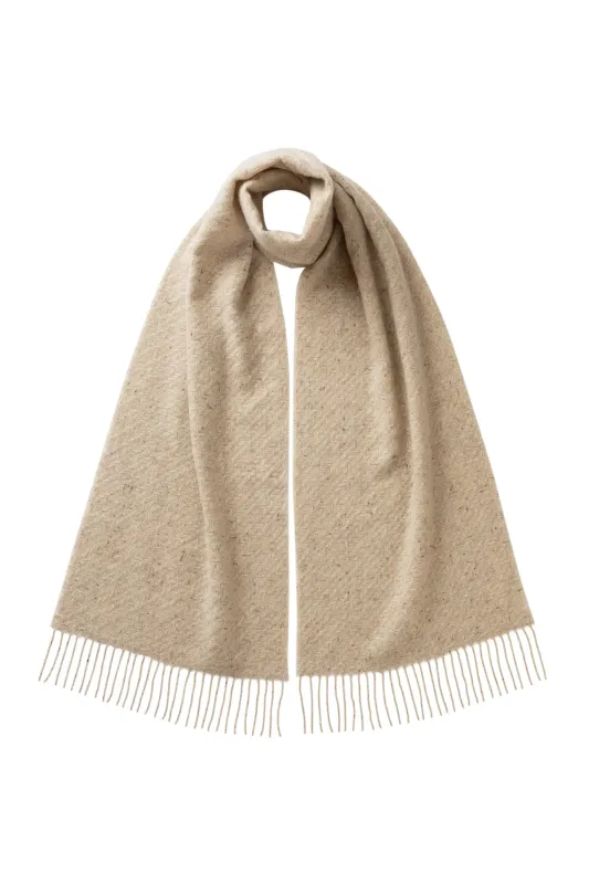 Lofty Twill Cream Cashmere Scarf sold by Johnstons of Elgin