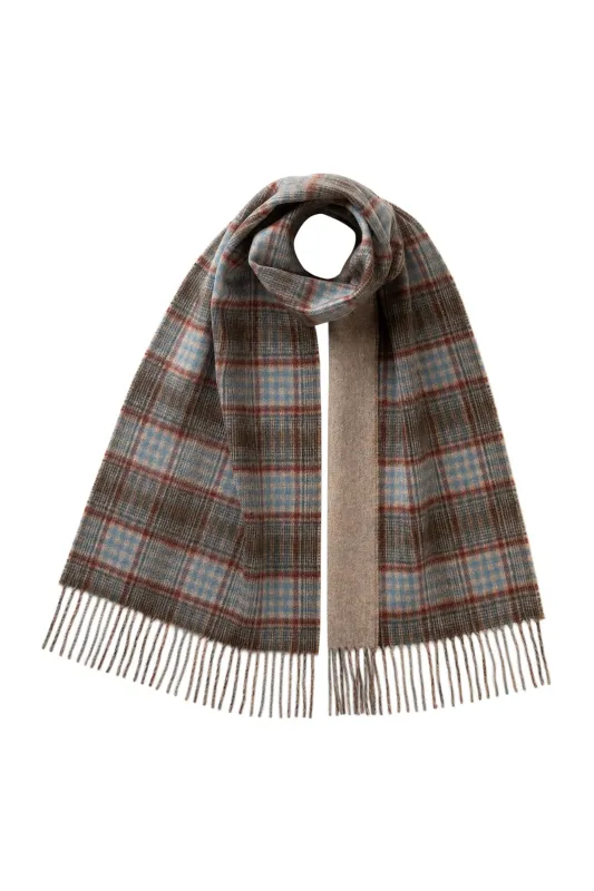 Reversible Grey Check Cashmere Scarf sold by Johnstons of Elgin